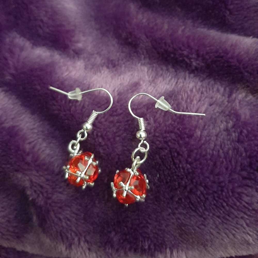 Ruby sterling silver earrings